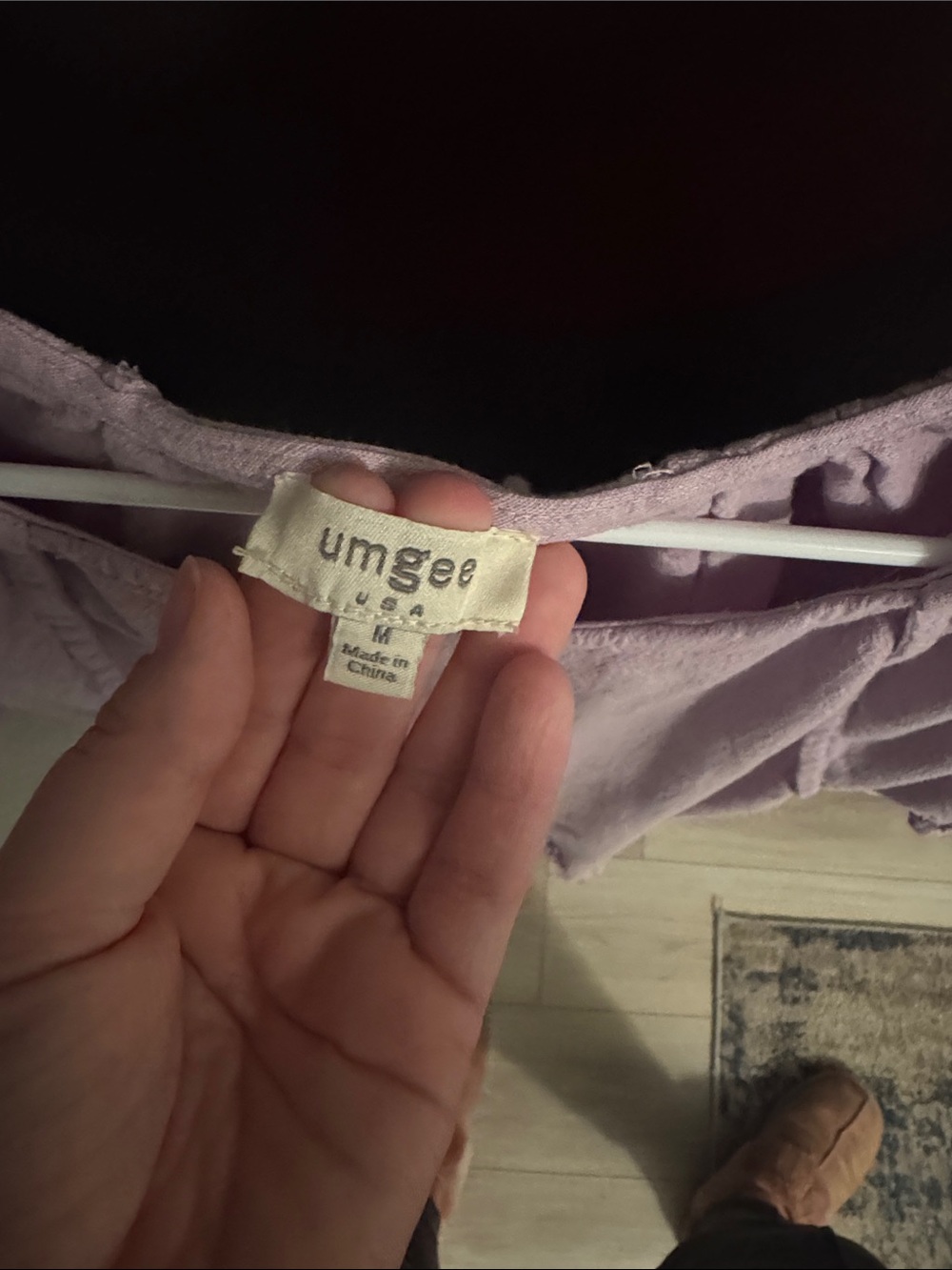 Umgee Lavender Ruffled Hem Puff Sleeve Blouse - Picture 2 of 4